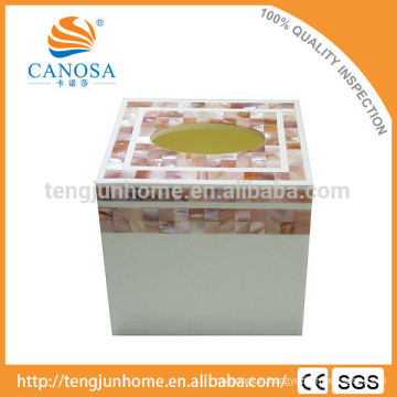Home Decoration Pink Shell Tissue Box in Square Shape